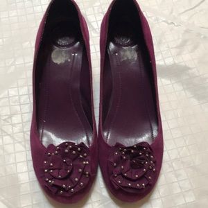 BCBG Purple Suede Wedges Shoes